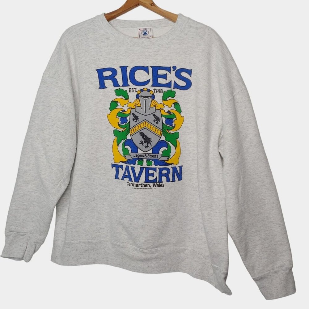 Vintage Rices Tavern Carmarthen Wales Lagers & Stouts Men XXL Sweatshirt USA